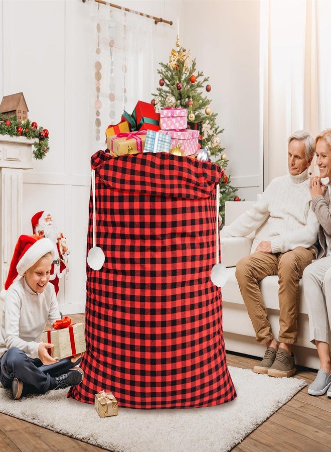 letesult 2PCS 35''x55'' Jumbo Santa Sacks Drawstring Christmas Bags, Buffalo Plaid Extra Large Christmas Gift Bags, Xmas Heavy Santa Present Storage Bag for Holiday Gift Presents Party Supplies - Image 4
